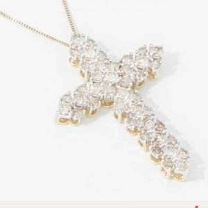 10 k yellow gold diamond cross with chain